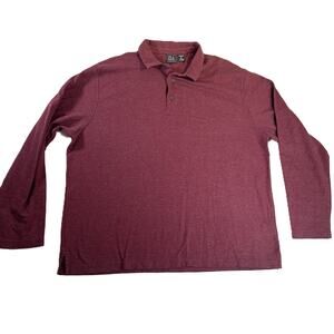 Jos. A. Bank Traveler Polo Shirt Men's XXL Traditional Fit Maroon Long Sleeve
